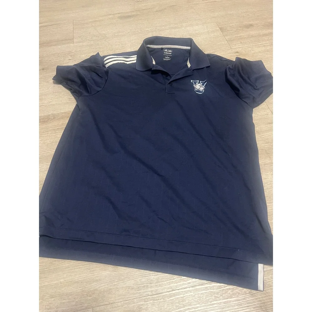 Adidas Golf Yale Bulldogs ClimaCool Polo Shirt Mens L Navy Blue Short Sleeve Vtg